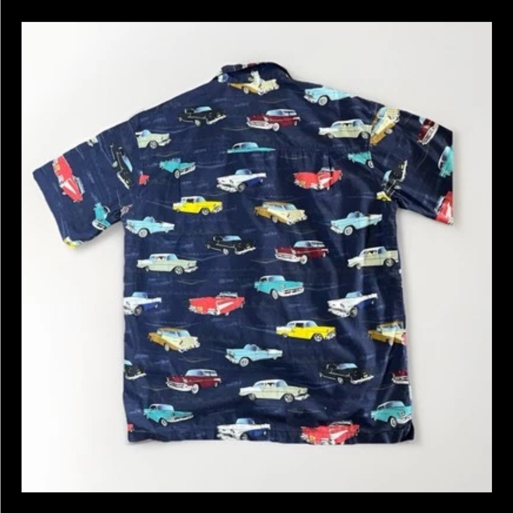 David Carey Vintage Car Print Hawaiian Shirt Navy Retro Button Up XL - Picture 4 of 9